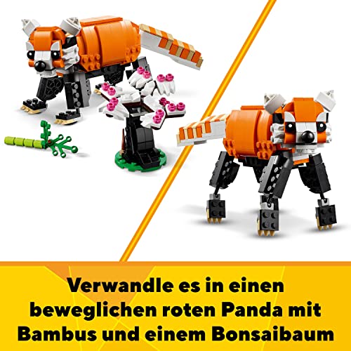 LEGO 31129 Creator Majestätischer Tiger, Panda oder Fisch, 3-in-1 Tierfiguren-Set, Spielzeug für Kinder, Konstruktionsspielzeug mit Tieren, Geschenk zu Weihnachten