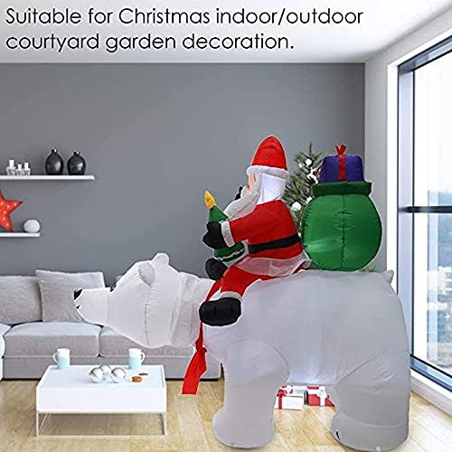 Weihnachtsdekoration Urlaub Party Haus Hof Garten Rasen Indoor Outdoor Dekoration Geschenk Weihnachtsdeko Aufblasbarer REIT-Eisbär Weihnachtsmann internen LED-Leuchten 210 cm × 170 cm Selbstaufblasen