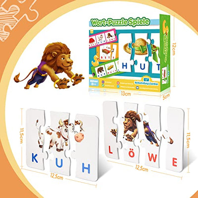 Hiwezezc Spielzeug ab 3 4 5 Jahre, Buchstaben Lernen Scrabble Lernspiele ab 2-5 Jahre Lesen Lernen Montessori Spielzeug ab 2-4 Jahre Spiele ab 2-6 Jahre Einschulung Mädchen Junge Geschenk 2-6 Jahre