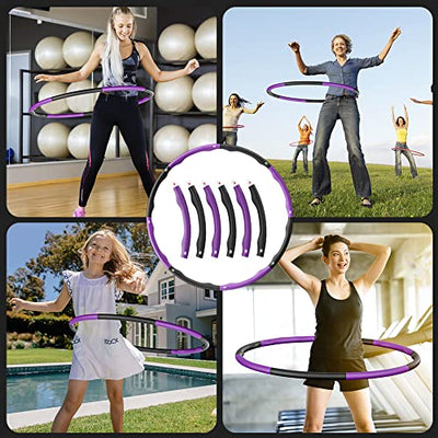 Aiweite Hula Hoop Reifen, Hula Hoop für Erwachsene & Kinder zur Gewichtsabnahme und Massage, EIN 6-8-Teiliger Abnehmbarer Hula-Hoop-Reifen für Fitness/Training/Büro oder Bauchmuskelkonturen, (1,2 kg)