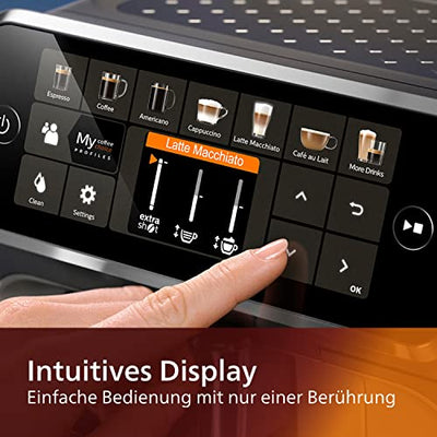 Philips Series 5400 Kaffeevollautomat – LatteGo Milchsystem, 12 Kaffeespezialitäten, Intuitives Display, 4 Benutzerprofile, Schwarz (EP5441/50)