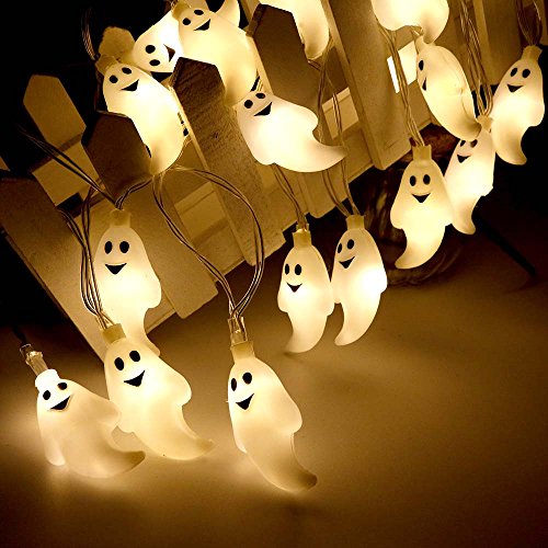 Halloween Lichterkette LED Schnurlicht 30 LEDs Kürbis Geist Licht für Außen Weihnachten Halloween Party Park Fest Deko (Warmweiß)