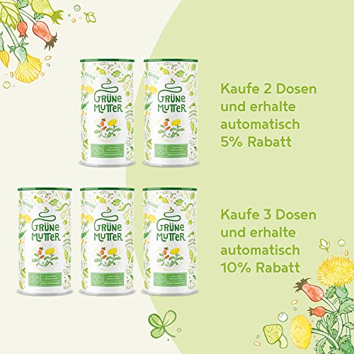 Grüne Mutter - Smoothie Pulver - Das Original Superfood Elixier u.a. mit Weizengras, Brennnessel, Mariendistel, Braunalge, Alfalfa, OPC & weiteren Superfoods - Mit Coenzym Q10 - 600 Gramm Pulver