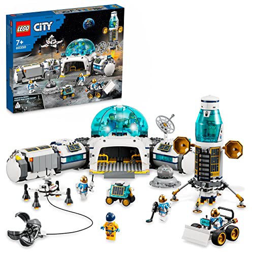 LEGO 60350 City Mond-Forschungsbasis Weltraum-Spielzeug aus der LEGO NASA Serie mit Astronauten-Minifiguren, Geschenk zu Weihnachten für Mädchen und Jungen ab 7 Jahre