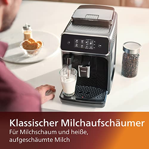 Philips 2200 Serie EP2220/10 Kaffeevollautomat, 2 Kaffeespezialitäten, Schwarz/Schwarz-gebürstet