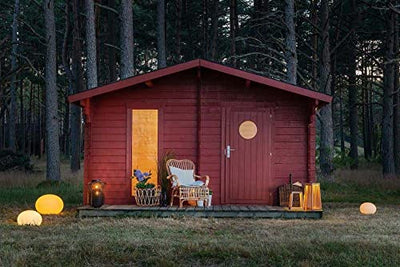 Polhus Gartensauna aus Holz Vinja, Outdoor-Sauna modern mit 2 Räumen für 4 Personen, Außensauna Garten mit Panoramafenster aus Isolierglas, Saunahaus 454 x 377 x 274 cm, naturbelassen