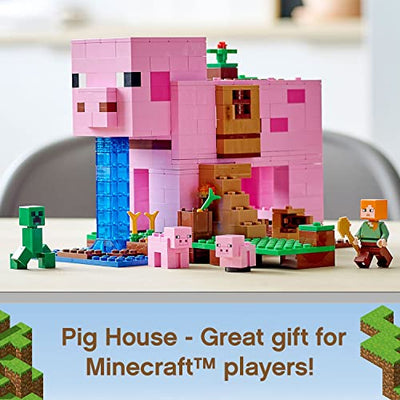 LEGO 21170 Minecraft Das Schweinehaus Bauset mit Figuren: Alex, Creeper und 2 Schweinefiguren, Tier-Spielzeug, Konstruktionsspielzeug, Geschenkidee für Jungen und Mädchen ab 8 Jahren