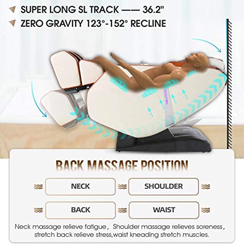 Lzour Massagestühle Ganzkörper- und Lehnsessel, Null-Gravity-Massagestuhl, Airbags Shiatsu-Massage-Stuhl-Liegestühler mit Heiz- und Fußwalze,Schwarz