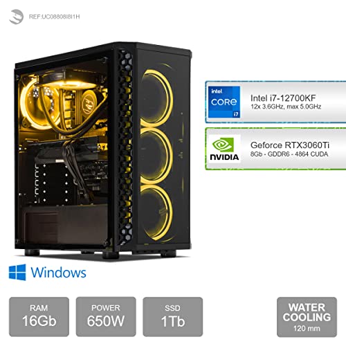 Sedatech Wasserkühlung Expert Gaming PC • Intel i7-12700KF 12x 3.6GHz • Geforce RTX3060Ti • 16 GB RAM • 1TB SSD M.2 • WLAN • Bluetooth • Windows • Desktop Computer