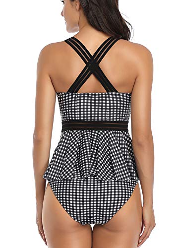 Misolin Damen Tankini 2 Stück Bademode Push Up mit hoher Taille