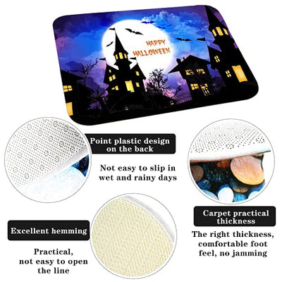 Yaclonq Halloween Fußmatte Welcome Mat Halloween Kürbisse Dekorative Fußmatte, saisonale Herbst Halloween Party Niedrige Profil-Bodenmatte Schalter Matte für Innen Außen 60 cm (B) x 40 cm (L) Größe 5