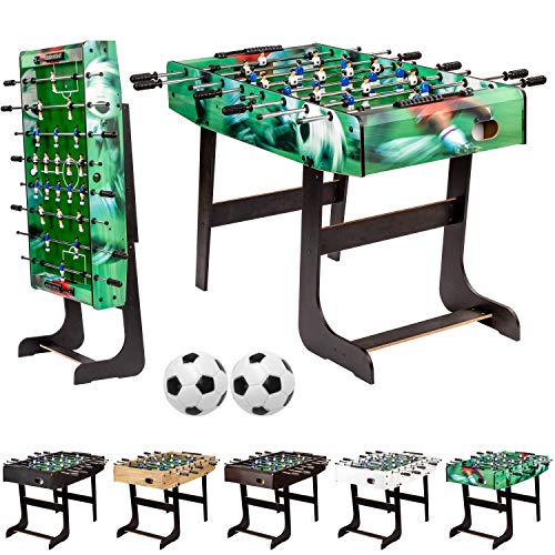 GAMES PLANET Tischfussball „Belfast“, klappbar, Farbe: Soccer, nahtlos hochgezogene Spielfeldecken, inkl. 2 Bälle, Kicker Kickertisch Tischkicker