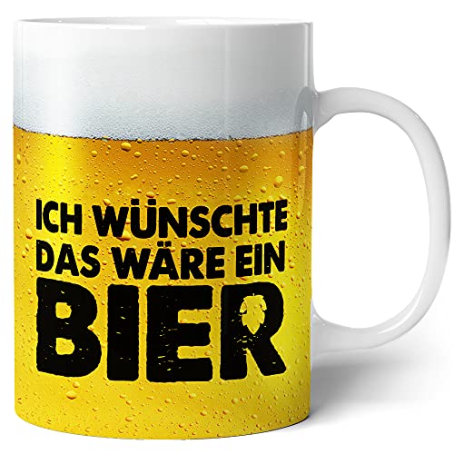 Tasse mit Bier Spruch für Männer Ich wünschte das wäre ein Bier Lustig Kaffee-Tasse Geschenk-Idee für Ihn Vatertagsgeschenk Vatertag Herrentag Fototasse