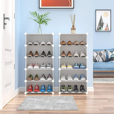 HOMIDEC Schuhregal, 10 Ebenen Schuhschrank Kunststoff-Schuhregale Organizer für Schrank Flur Schlafzimmer Eingang, Weiß