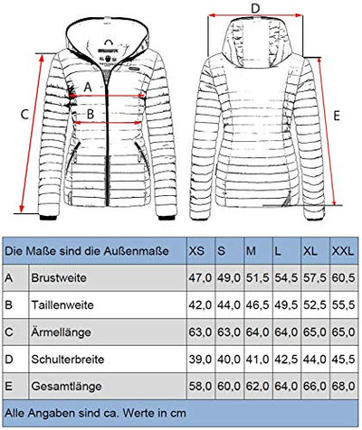 Navahoo Damen Übergangsjacke Colorblocking leichte Steppjacke mit Kapuze Multikulti Multicolour Dark 2 Gr. XS