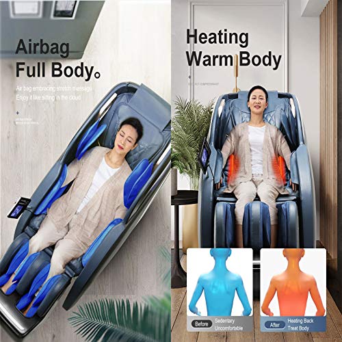 Lzour Null Gravity Massage Stuhl, 4D SL-Gleis Thai Yoga, die Ganzkörper-Massagestuhl mit gestrecktem Mode-Airbag-Heizrücken- und Fußwalzen-Massage,Grün