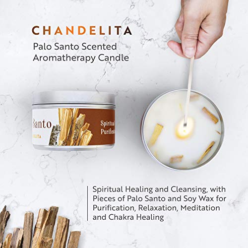 Chandelita Palo Santo Duftkerze, Aromatherapie, für Luftreinigung und spirituelle Heilung und Reinigung, mit Palo Santo und Sojawachs für Entspannung, Meditation und Chakra-Heilung