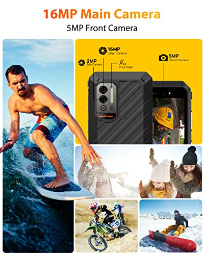 Outdoor Handy, Ulefone Armor X11 Pro 4GB + 64GB/SD-128GB 8150mAh Akku, 5.45 Zoll IP68/IP69K Wasserdichter 2022 Outdoor Smartphone Ohne Vertrag, Android 12, 16MP Kamera, NFC/OTG/GPS Dual SIM Schwarz