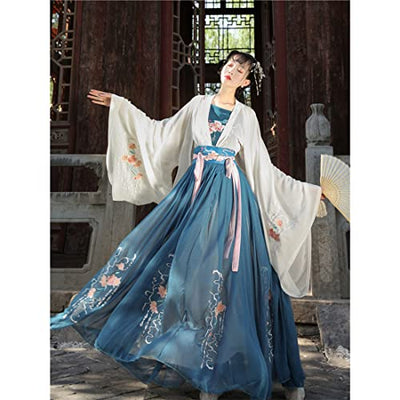 AMOC Cosplay Outfit, Traditionelles Chinesisches Hanfu-Kleid Cosplay Outfit mit Schal für Weihnachten Halloween