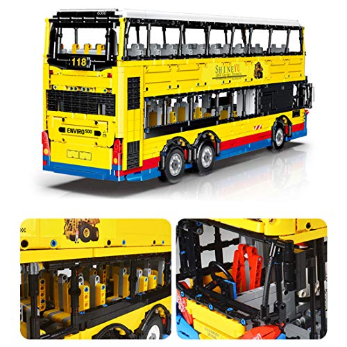 PEXL Technik Bus Ferngesteuert, Technik RC Doppeldecker-Bus Modell mit Fernbedienung und Motoren, 4255 Teile Technik Bus Bauset Kompatibel mit Lego Technic