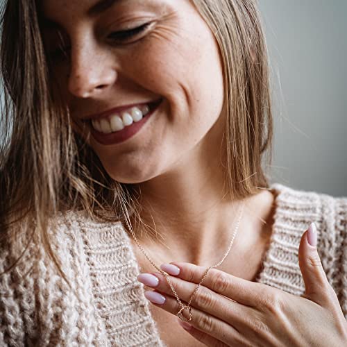 Amoonic Damen Herzkette *Heartbeat* Silber 925 Rosegold vergoldet mit Zirkoniasteinen I Eine Halskette für die Liebe | Edles *Ich Liebe Dich* Geschenk