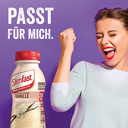 Slim Fast Fertigdrink Vanille 6er Pack I Fertiggetränk mit hohem Eiweißanteil & reduzierten Kalorien I Gebrauchsfertige Trinkmahlzeit für eine gewichtskontrollierende Ernährung I 6 x 325 ml