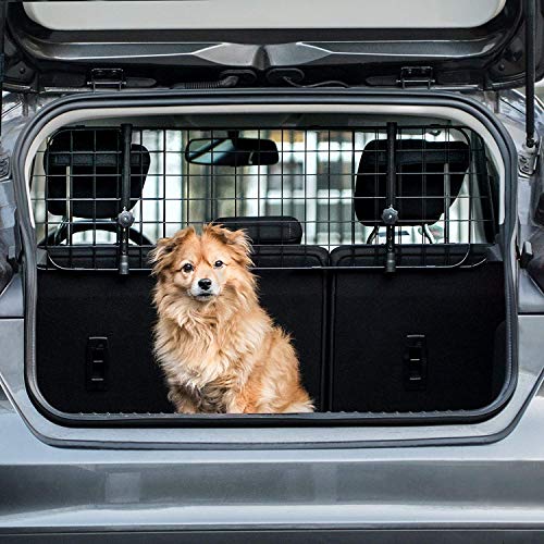 Heldenwerk Universal Kofferraum Trenngitter für Hunde - Auto Hundegitter zum Transport für deinen Hund - Schutzgitter mit Kopfstützen-Befestigung - Stufenlos verstellbares Kofferraumschutz Gitter