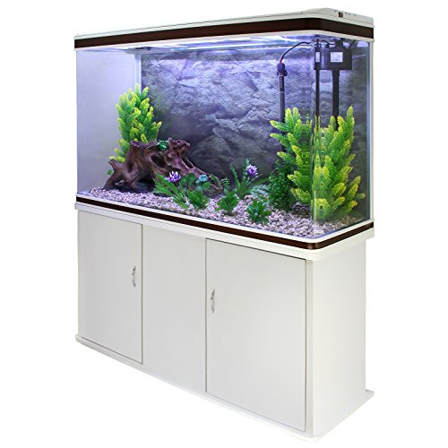 MonsterShop Aquarium Starter Komplettset Aquarium mit passendem Unterschrank Kies Aquarium-Hintergrund 143.5cm H x 120.5cm B x 39cm T