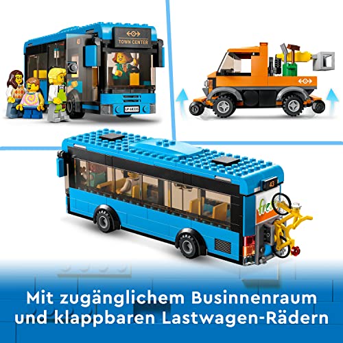 LEGO 60335 City Bahnhof, Spielzeug mit Schienen-LKW, Straßenplatte, Schienensegmenten und Minifiguren, Geschenk Set, kombinierbar mit City Zug Sets und mehr