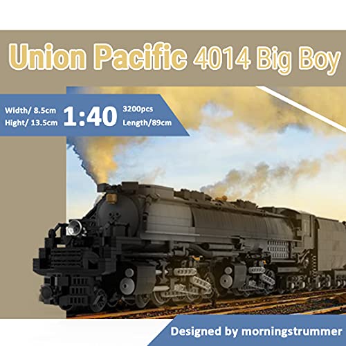 COMEL Technik Zug Eisenbahn Bausatz, 3200 Klemmbausteine Technik Union Pacific 4014 Big Boy City Güterzug Baustein Modell mit Motoren, 1:40 Technik Zug Dampflokomotive Kompatibel mit Lego Technic