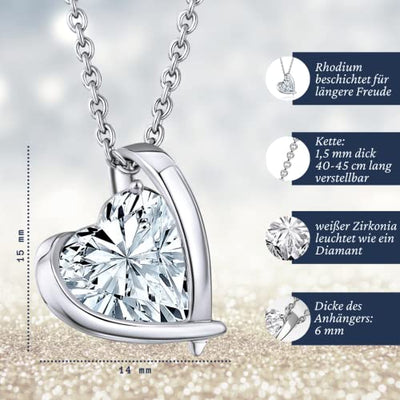 Herzkette Silber 925 Halskette Damen *Ich Liebe Dich* Kette Silberkette Herzanhänger Herz Schmuck Geschenke für Frauen Freundin Sie zum Geburtstag Hochzeitstag Jahrestag Liebesbeweis Liebesgeschenk