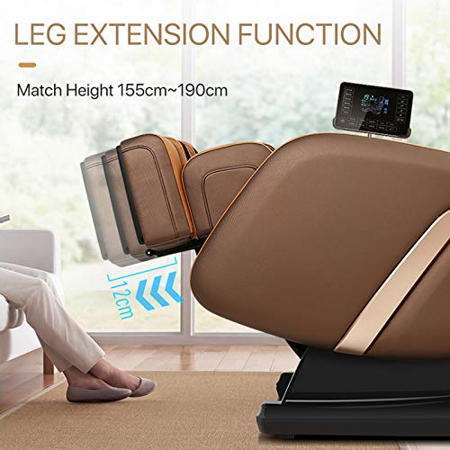 Lzour 4d Zero Gravity Massage Stuhl, Super-SL-Spur-Recline-Massagestuhl Ganzkörper-Airbags Knete Erhitzen Zurück Vibration,Braun