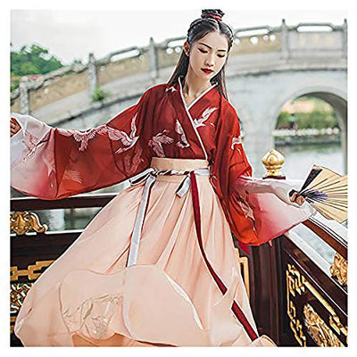 xHxttL Traditionelles chinesisches Hanfu-Kleid für Frauen, altes chinesisches traditionelles Hanfu-Kleid Kostüm Cosplay Kostümanzug für Bühnenshow-Aufführungen Cosplay