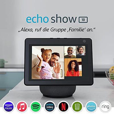 Echo Show 10 (3. Generation) | Hochauflösendes Smart Display mit Bewegungsfunktion und Alexa, Anthrazit