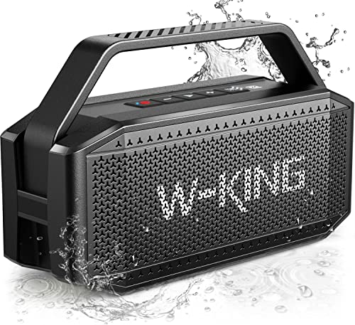 Bluetooth Lautsprecher, W-KING 60W Grosse Bluetooth 5.0 Box Musikbox Bass Boost, Lautester Tragbarer Kabelloser Lautsprecher IPX6 Wasserdicht, 40H Spielzeit, 12000mAh Powerbank, mit NFC, Mikrofon, AUX