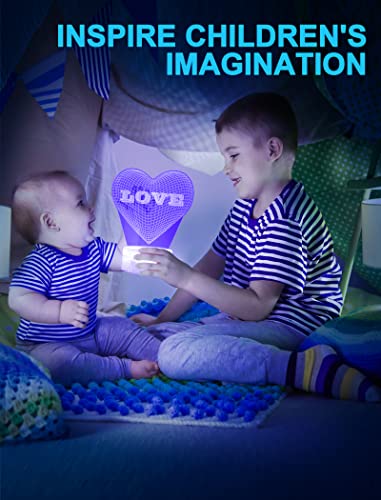 Nice Dream Herzförmig Nachtlicht für Kinder, 3D Illusion Lampe Kinderzimmer LED Licht, Fernbedienung 16 Farbwechsel Dimmbar, Weihnachtsgeschenke für Mädchen Junge Wohnzimmer Schlafzimmer Dekor