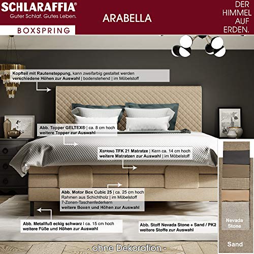 Schlaraffia Arabella Boxspringbett 180x200 cm beige inkl. GELTEX® Topper Taschenfederkernmatratzen H2 & H3