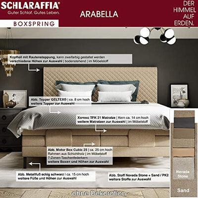 Schlaraffia Arabella Boxspringbett 180x200 cm beige inkl. GELTEX® Topper Taschenfederkernmatratzen H2 & H3