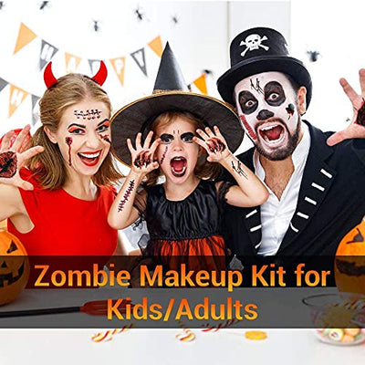 Alintor Halloween Schminke - Halloween Tattoo Gesicht, Halloween Kostüm Damen Gruselig Tattoos, 180 Pcs(5 Große+15 Kleine Blatt) Zombie Vampir Narben Wunden Tattoos Aufkleber für Kinder Herren Makeup