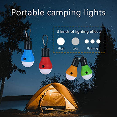 Yizhet Campinglampe, 4xLED Campinglampe LED Camping Laterne Zeltlampe Glühbirne Set, Notlicht mit Karabiner Wasserdicht Tragbare Camping Lantern LED für Camping,Abenteuer,Angeln,Notfall, Stromausfall