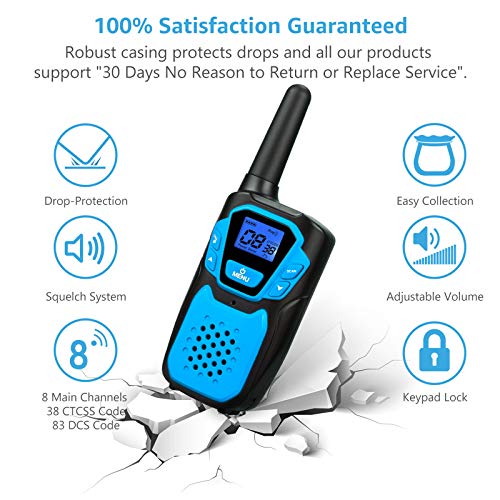 Topsung Walkie Talkie 3er Set，Woki Toki with Batteries and USB Charger, Clear Sound and Long Range for Camping Hiking Skiing and Outdoor Activity