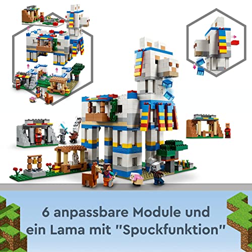 LEGO 21188 Minecraft Das Lamadorf Set, Spielzeug-Haus mit Dorfbewohnern, Tier-Figuren und 6 Modulen, Geschenk zu Weihnachten