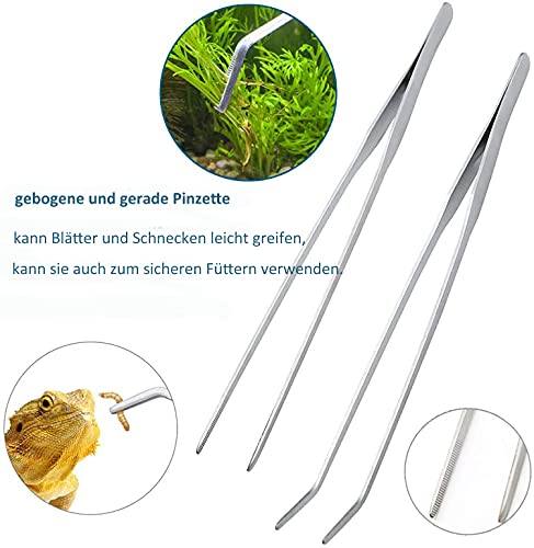 capetsma Aquascaping Tools, Lang Edelstahl Aquarium Pflanzenwerkzeuge Aquarium Pinzette Schere Spachtel Werkzeug Set Bonsai Kit Algenschaber Aquarium Reinigungsset für Aquarium Starter Kit