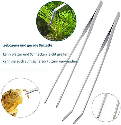 capetsma Aquascaping Tools, Lang Edelstahl Aquarium Pflanzenwerkzeuge Aquarium Pinzette Schere Spachtel Werkzeug Set Bonsai Kit Algenschaber Aquarium Reinigungsset für Aquarium Starter Kit