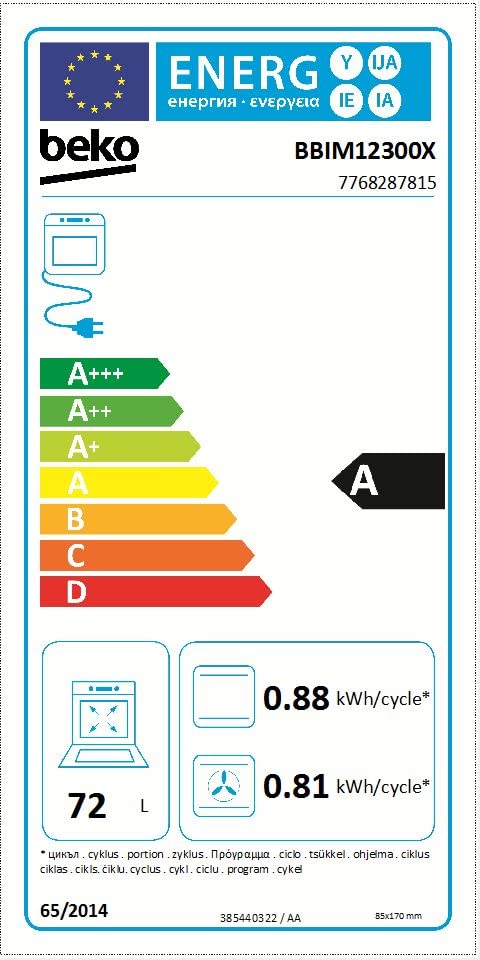 Beko BBSM12340X Einbau-Backofen-Set, zwei autarke Geräte: Induktionskochfeld mit 4 Kochzonen, Backofen mit 8 Heizarten, 72 l Garraum-Volumen, Kindersicherung, Sensortasten, Schwarz/Edelstahl