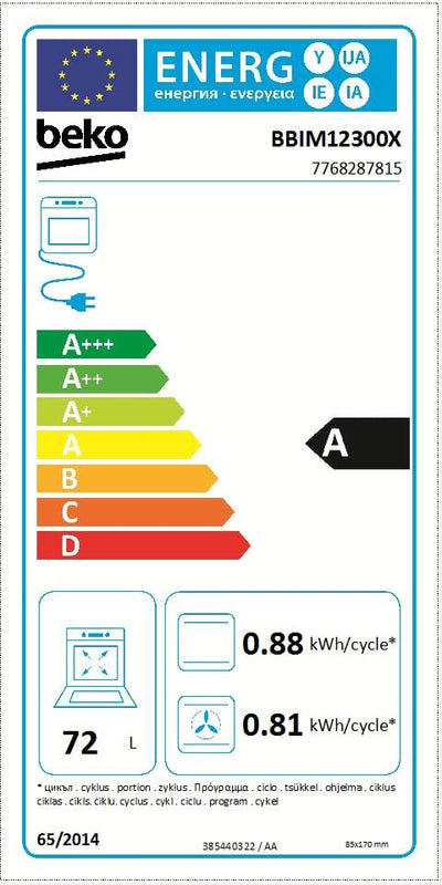 Beko BBSM12340X Einbau-Backofen-Set, zwei autarke Geräte: Induktionskochfeld mit 4 Kochzonen, Backofen mit 8 Heizarten, 72 l Garraum-Volumen, Kindersicherung, Sensortasten, Schwarz/Edelstahl