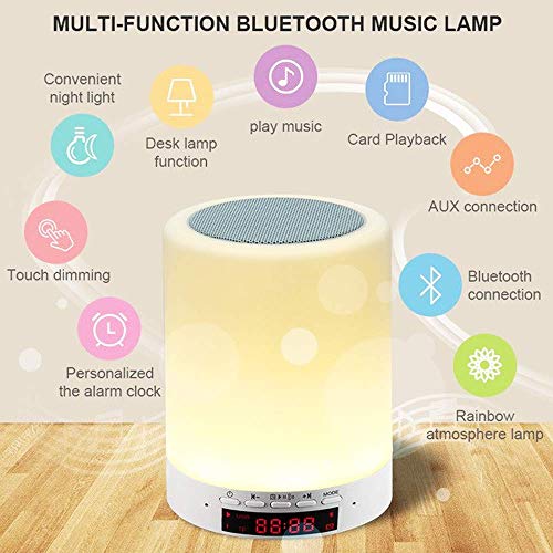 Benutzerdefiniertes Foto Nachttischlampe Stimmungslicht mit Bluetooth Lautsprecher, USB Wiederaufladbar Smart Touch Control Nachtlicht Musik Spielen Tischlampe für Schlafzimmer (Volle Farbe)