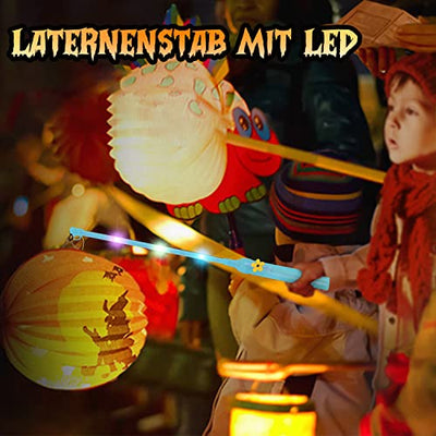 Laternenstab mit LED, LED Laternenstab Elektrisch für St Martin Halloween 4er Kinderlampenstäbe 50CM Laternen Stab für St. Martins-Paraden,Kinderpartys, Kindergarten, Kostümpartys, Halloween, Mehr