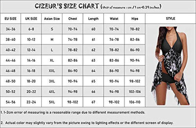 CIZEUR Tankini Damen Bauchweg Große Größen mit Short Badeanzug Blumendruck Push up Beachwear Swim Kleid Elegante S Blau