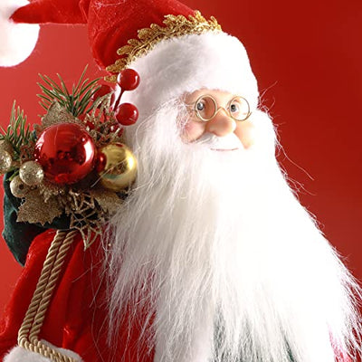 ABXMAS Weihnachtsmann Figur für Weihnachtsdeko Ornament, Santa Claus Puppe für Fenster Tisch Display Tisch 50cm, Weihnachtsmannpuppe Spielzeug Geschenk Kinder Mädchen Erwachsene